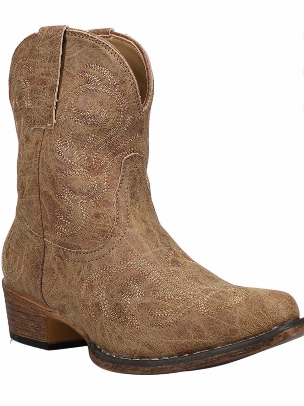 RopEmbroidered Western Ankle Boot